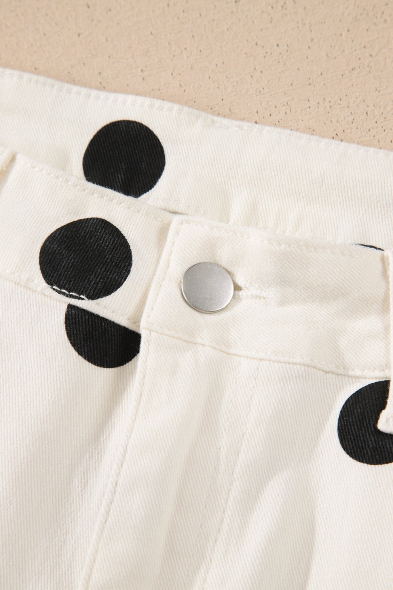 White Polka Dot Print Wide Leg Ankle - Length Jeans - Loving It Shop