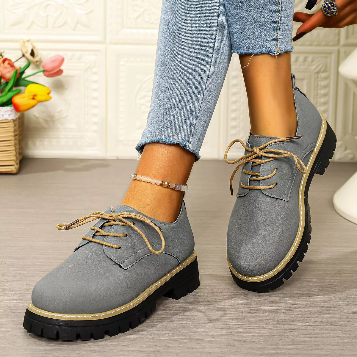 Round Toe Lace - Up Loafers - Loving It Shop