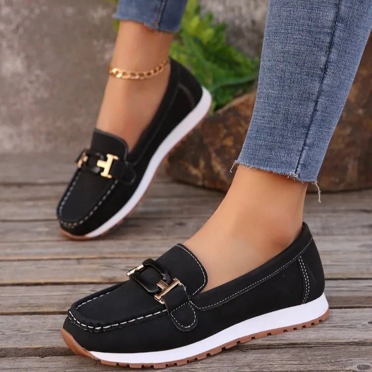 Round Toe Buckle Detail Slip - Ons - Loving It Shop