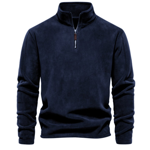 Fashion Personality Stand-collar Zippered Sweatshirt With Fleece Winter Casual Pullover Top Men&