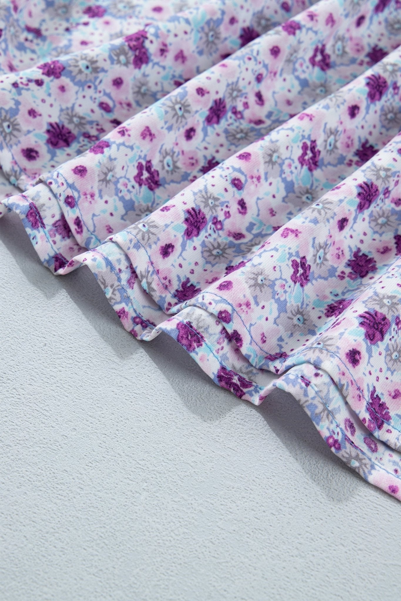Purple Plus Size Floral Print Square Neck Smocked Maxi Dress - Loving It Shop