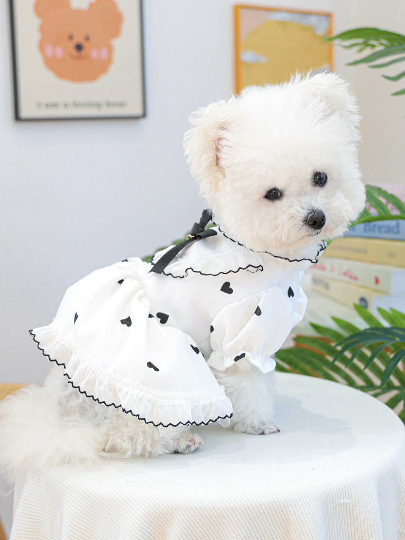 Heart - Patterned Bowknot Pet Dress - Loving It Shop