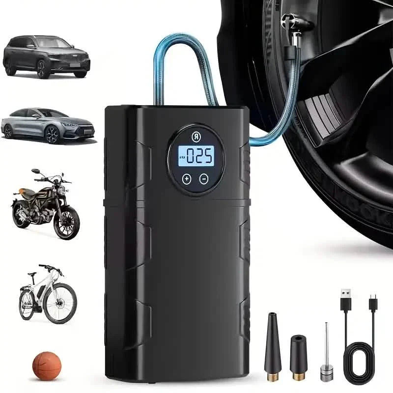 Portable 120 PSI Cordless Air Compressor – Tire Inflator for Car, Bike &amp; Motorcycle