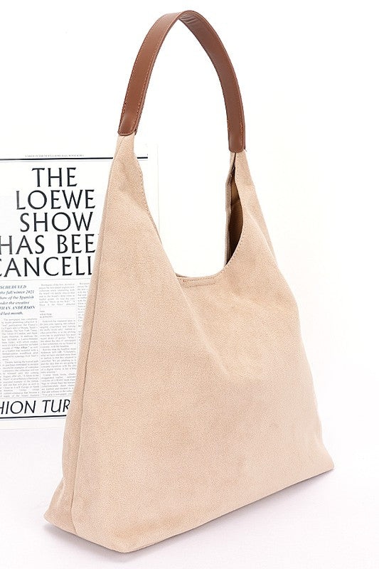 Fashion Handbag Faux Suede Oversize 2-in-1 Shoulder Bag Stylish Chic