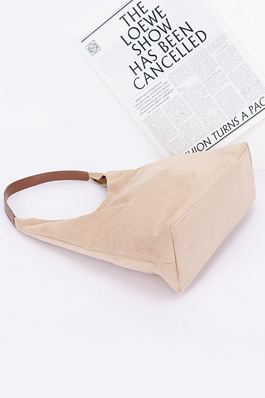 Fashion Handbag Faux Suede Oversize 2-in-1 Shoulder Bag Stylish Chic