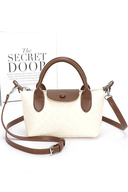 Small Crossbody Bag with Embossed Textured Top Handle – Stylish Fashion Handbag