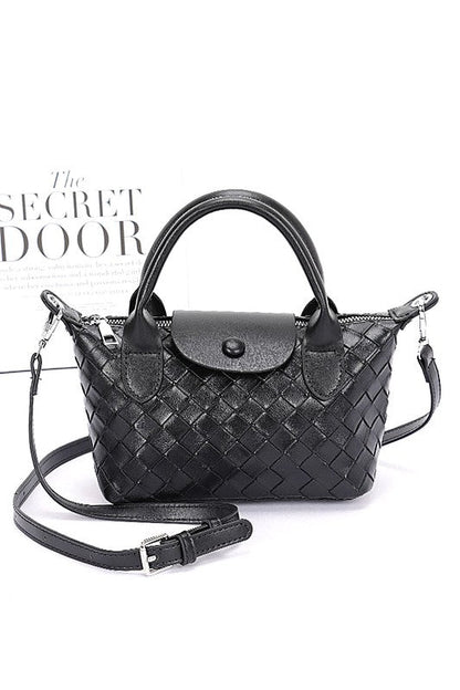 Small Crossbody Bag with Embossed Textured Top Handle – Stylish Fashion Handbag