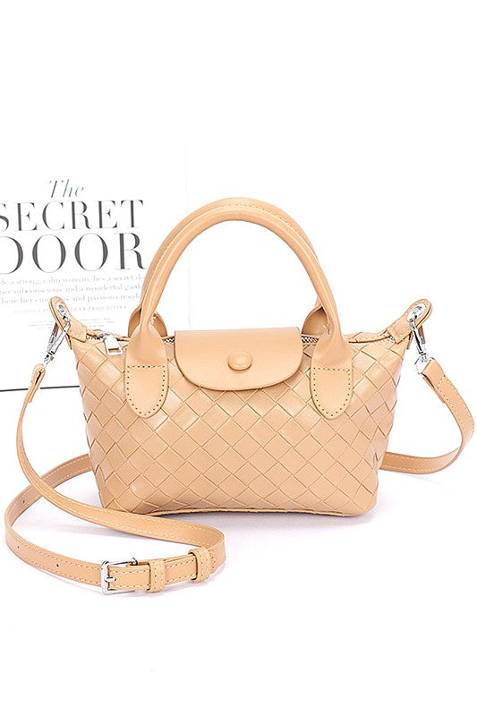 Small Crossbody Bag with Embossed Textured Top Handle – Stylish Fashion Handbag