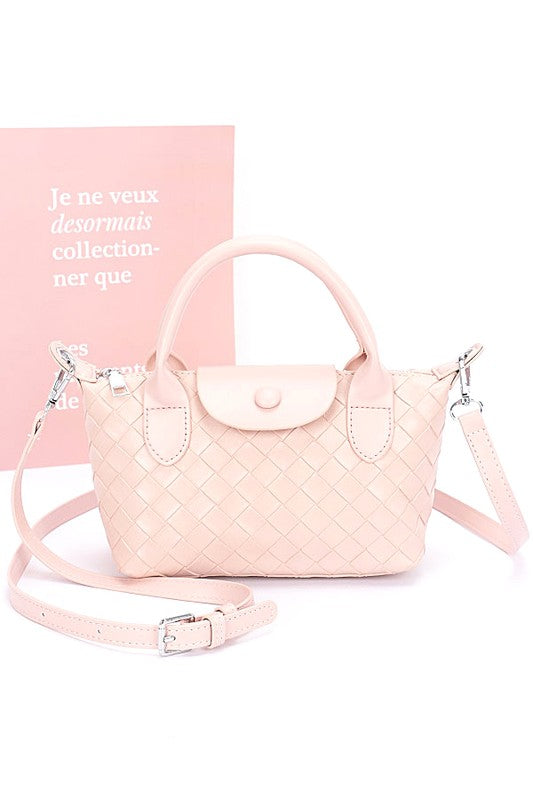 Small Crossbody Bag with Embossed Textured Top Handle – Stylish Fashion Handbag
