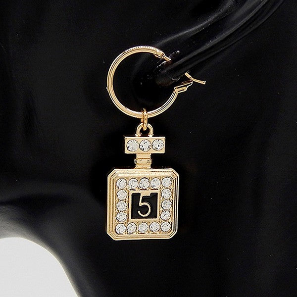 Perfume 5 Mini Hoop Pendant Epoxy Earrings