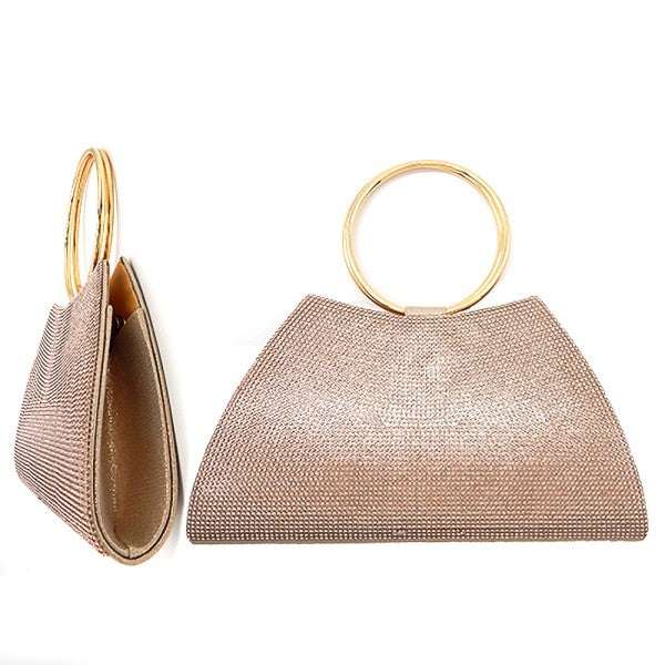 Sophisticated Trapezoid Round Handle Clutch Bag