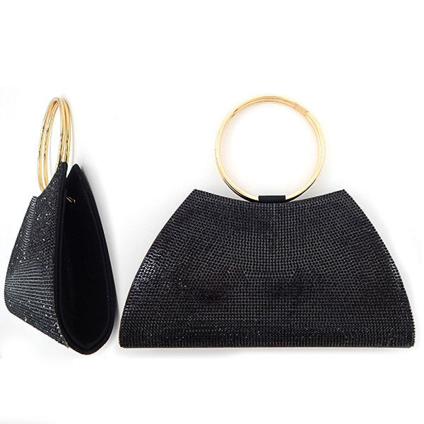 Sophisticated Trapezoid Round Handle Clutch Bag