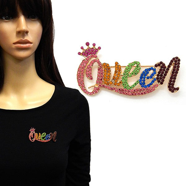 Sparkling Queen Crown Brooch Pin