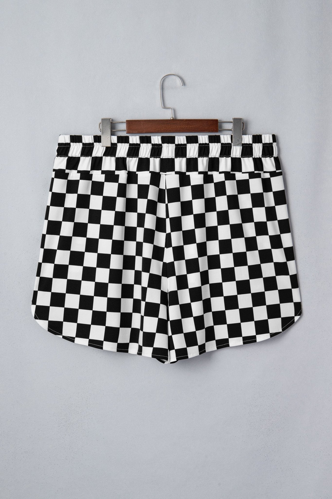 Black Plus Size Checkered Athleisure Shorts - Loving It Shop