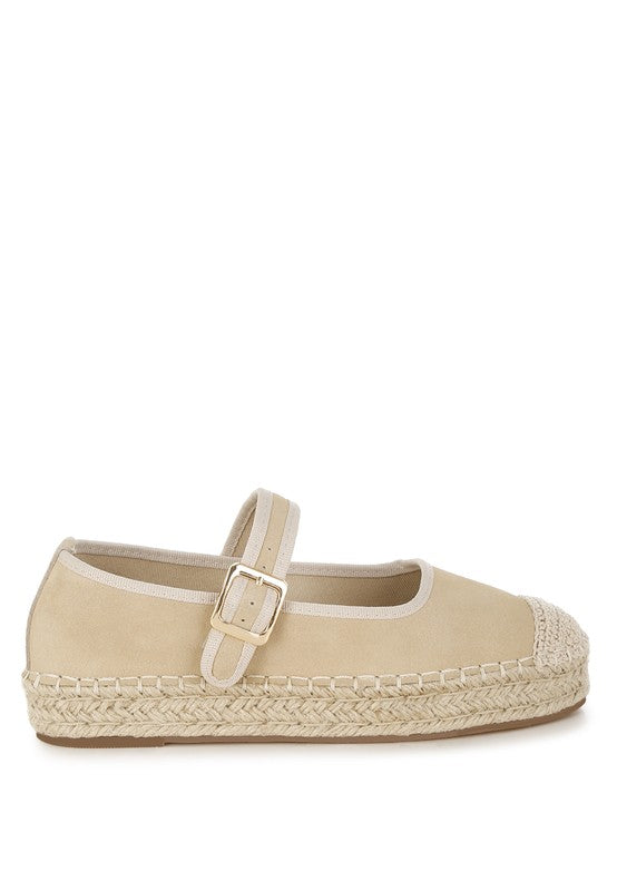 Bolean Soft Suede Leather Mary Jane Espadrilles