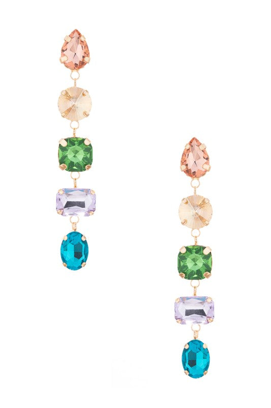 Long Drop Crystal Chandelier Earrings Stylish Statement Jewelry
