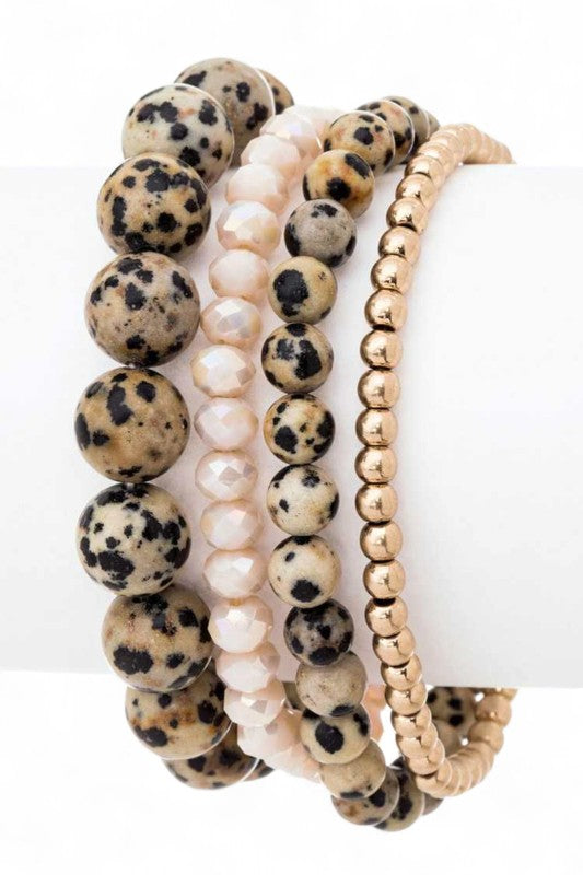 Stretch Semi Precious Beads Bracelets Set – Trendy Layered Jewelry Accessories