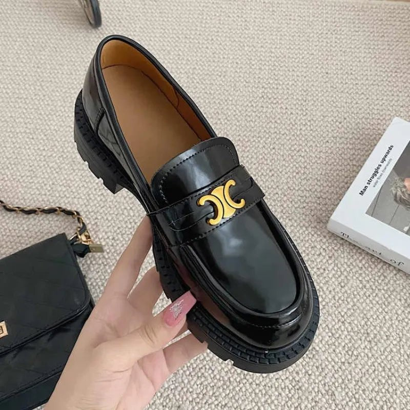 Round Toe Block Heel Loafers - Loving It Shop
