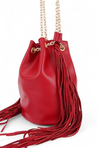 Boho Bucket Bag with Fringe Accent – Trendy Fashion Handbag