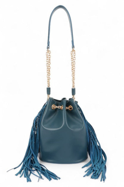 Boho Bucket Bag with Fringe Accent – Trendy Fashion Handbag