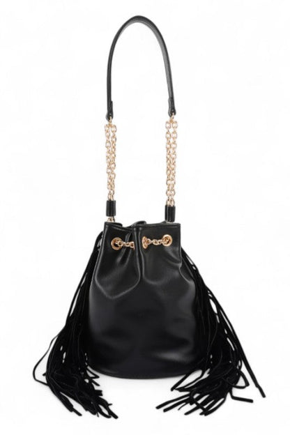 Boho Bucket Bag with Fringe Accent – Trendy Fashion Handbag
