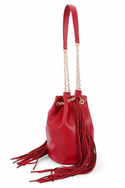 Boho Bucket Bag with Fringe Accent – Trendy Fashion Handbag