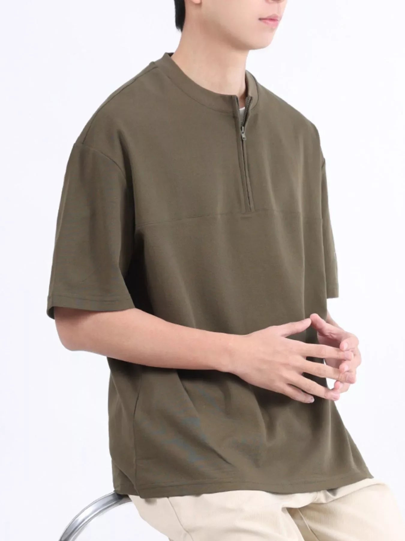 Men's Plus Size Half Sleeve Solid Color Top - Loving It Shop