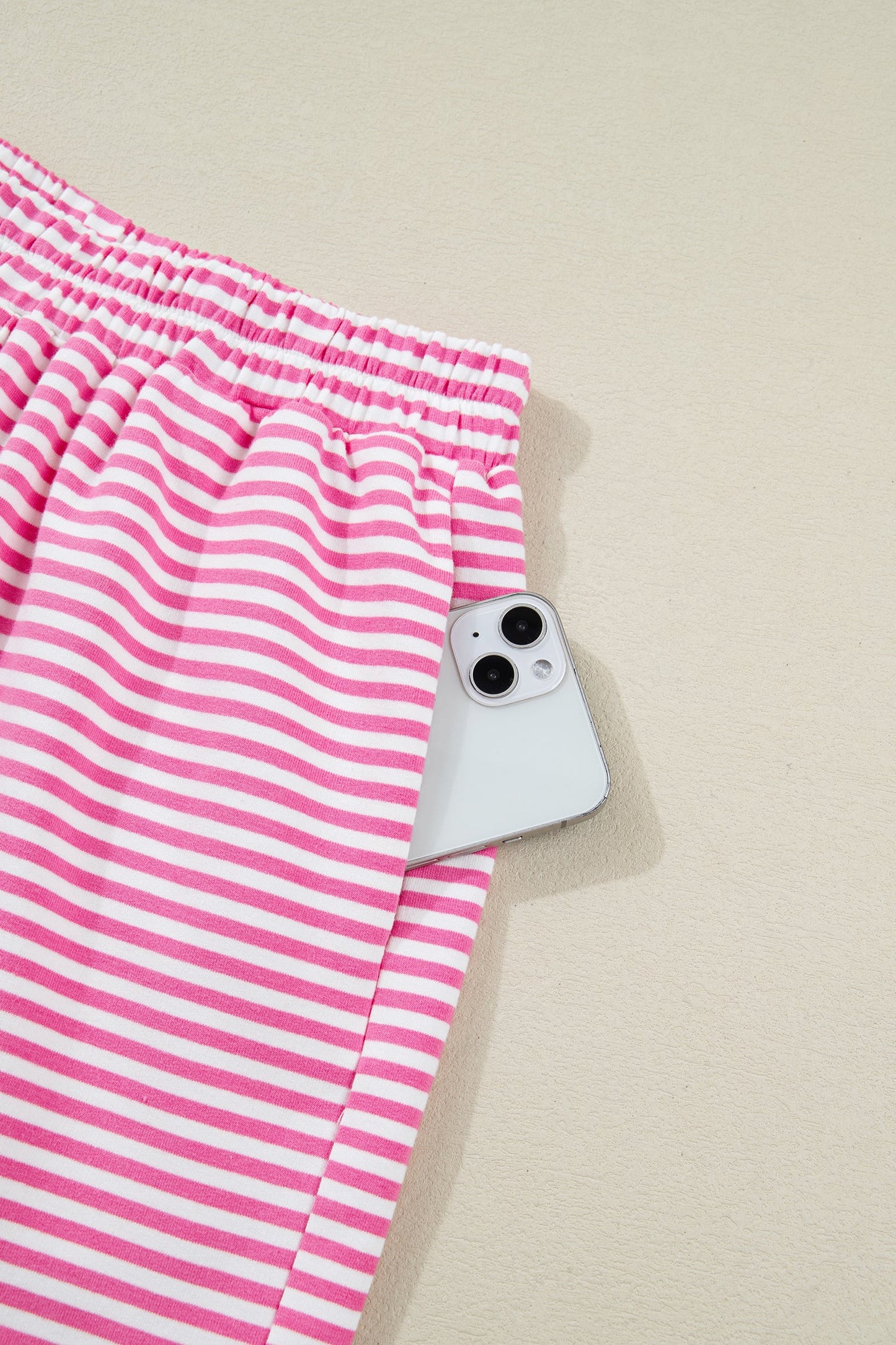 Pink Stripe Oversize Mock Neck Sweatshirt and Shorts Set