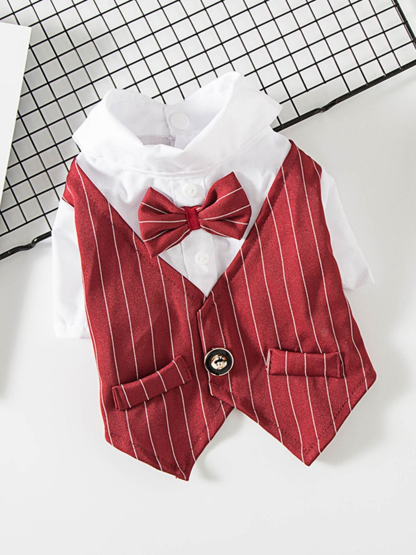 Striped Bow Tie Pet Blazer - Loving It Shop