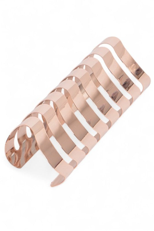 Oversized Chevron Cutout Statement Cuff Bracelet Stylish Chic Jewelry