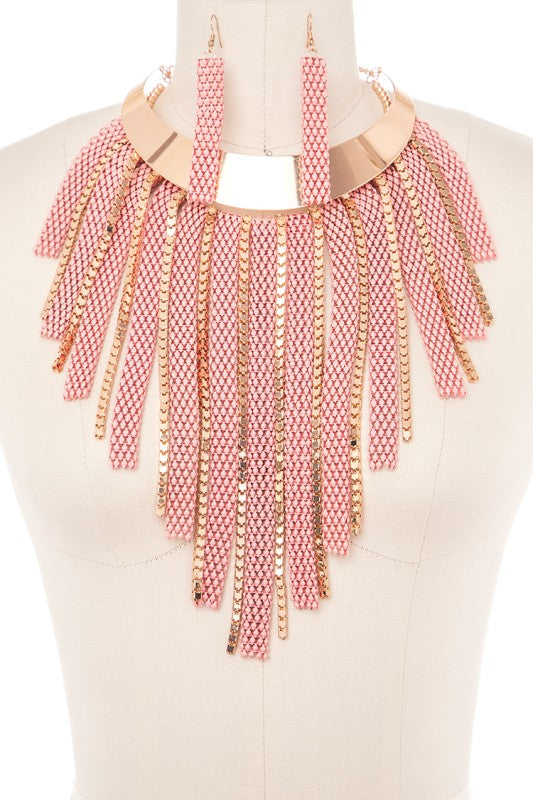 Statement Chain Collar Bib Necklace Set – Trendy Stylish Statement Jewelry
