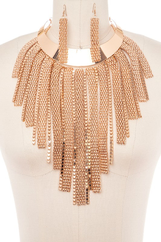 Statement Chain Collar Bib Necklace Set – Trendy Stylish Statement Jewelry