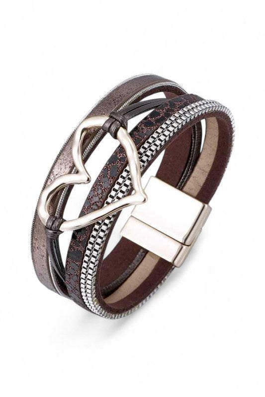 Magnetic Bracelet with Heart Charm Mix Media – Trendy Fashion Jewelry Accessory