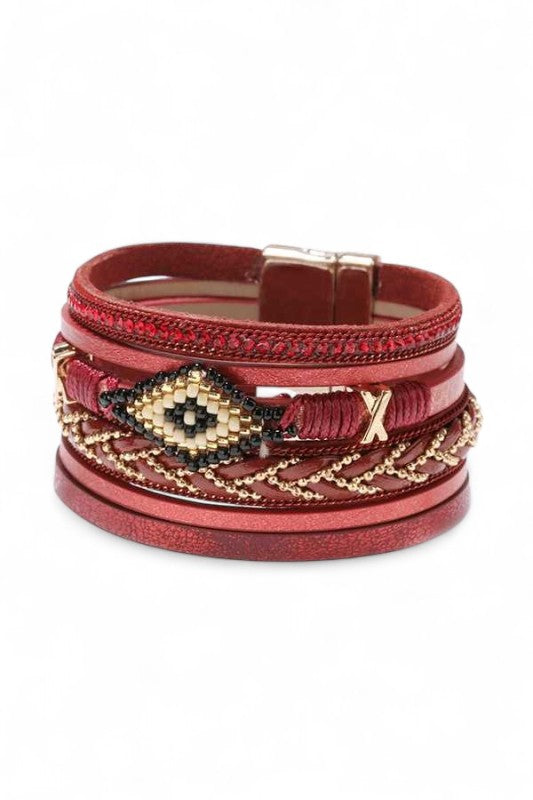 Magnetic Beaded Layered Bohemian Bracelet – Trendy Stylish Jewelry Accessory