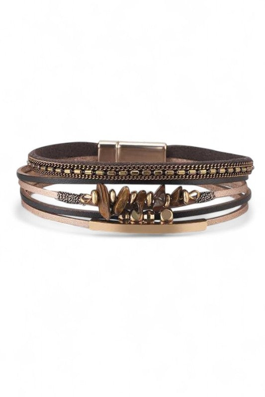 Magnetic Beaded Bracelet Trendy Mix Media Fashion Jewelry