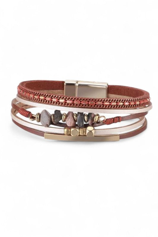 Magnetic Beaded Bracelet Trendy Mix Media Fashion Jewelry