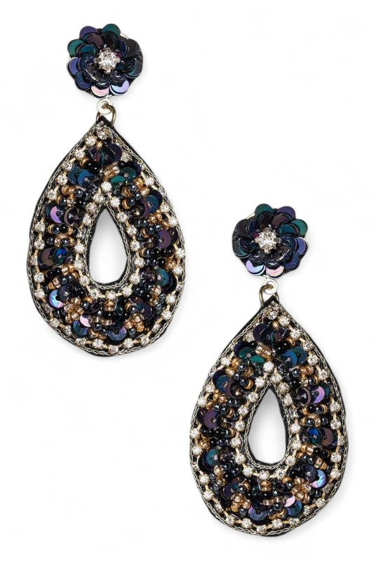 Statement Beaded Sequins Earrings – Trendy Iconic Fashion Jewelry
