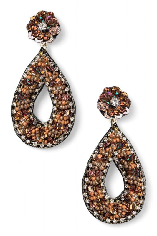 Statement Beaded Sequins Earrings – Trendy Iconic Fashion Jewelry
