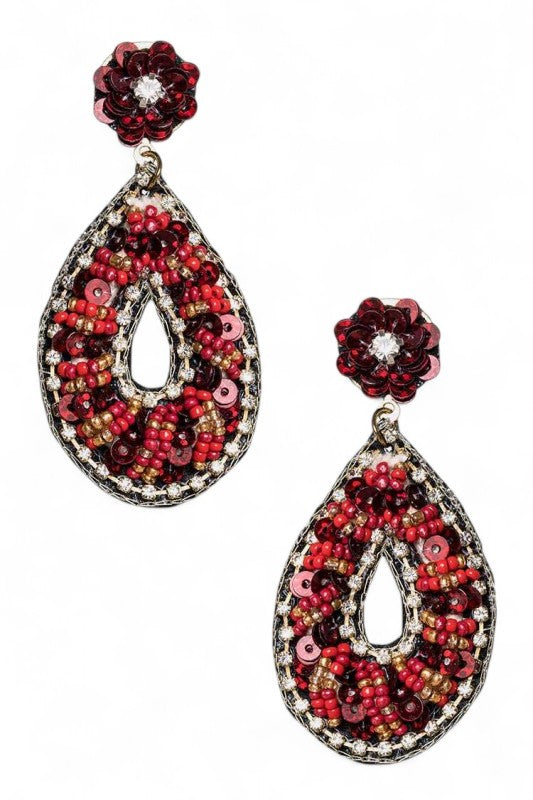 Statement Beaded Sequins Earrings – Trendy Iconic Fashion Jewelry