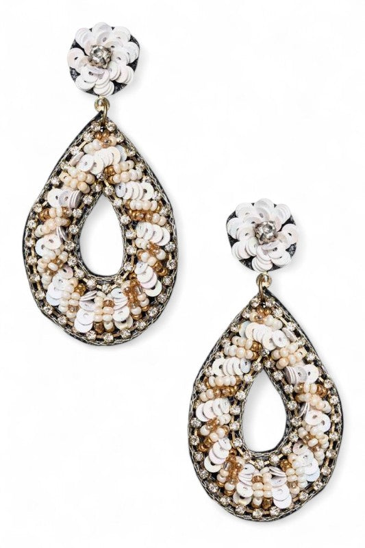 Statement Beaded Sequins Earrings – Trendy Iconic Fashion Jewelry