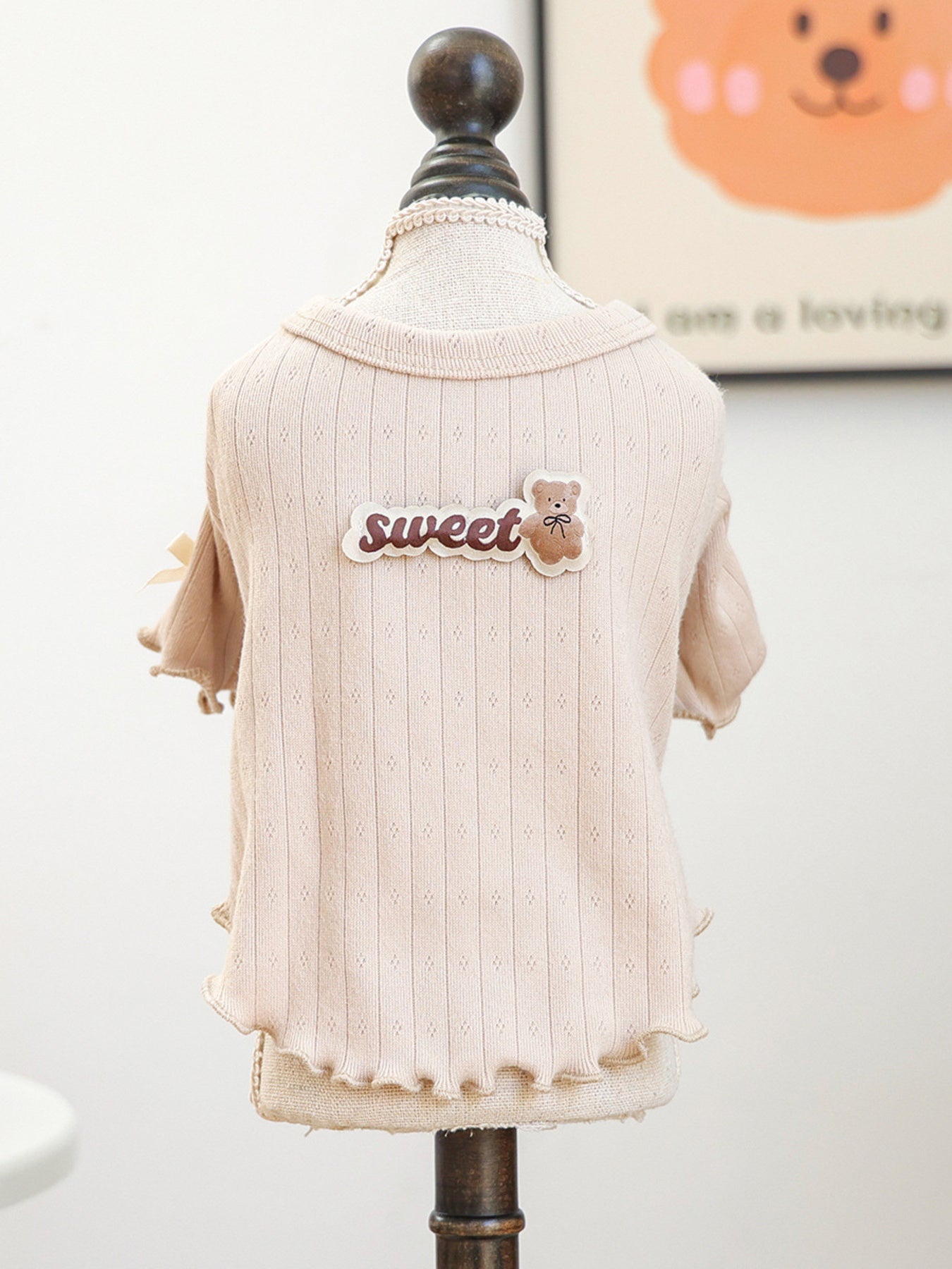 Sweet Bear Patch Ribbed Pet Top - Loving It Shop