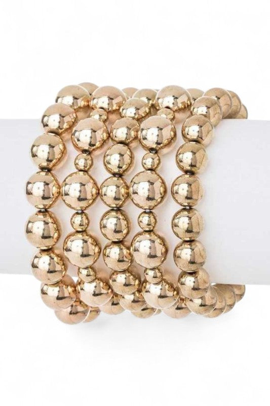Pearl Stretch Bracelet Set 5 Strands 10MM Layered Chic Jewelry