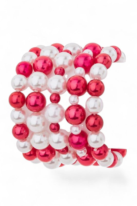 Pearl Stretch Bracelet Set 5 Strands 10MM Layered Chic Jewelry