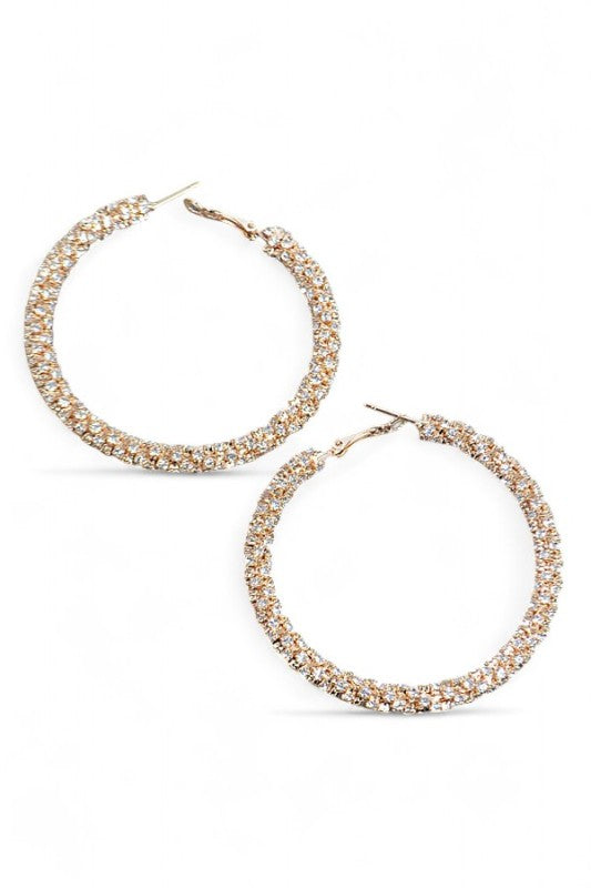 Rhinestone Hoop Earrings 60MM Wrap Around Statement Jewelry