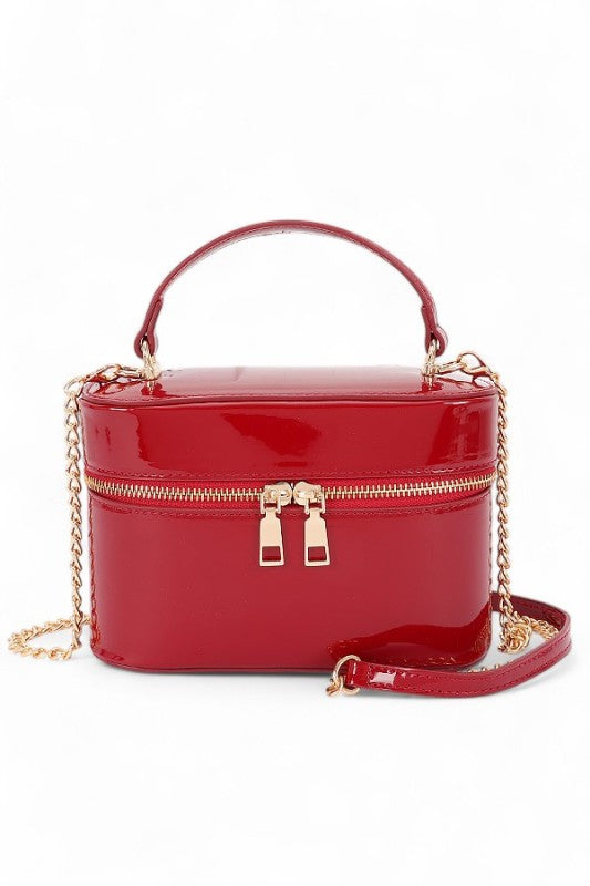 Convertible Top Handle Patent Finish Fashion Handbag Stylish Vanity Bag