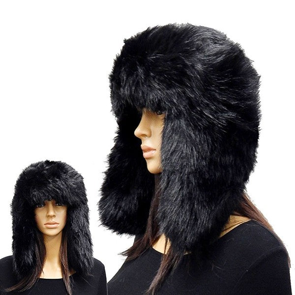 Fluffy Faux Long Fox Fur Cozy Hunter Trapper Hat