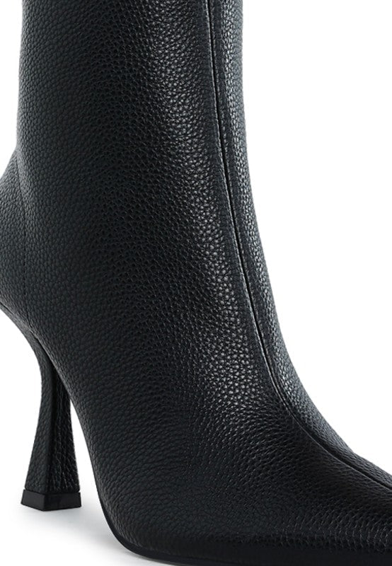 Tentia Metallic Pleather Spool Heel Boots
