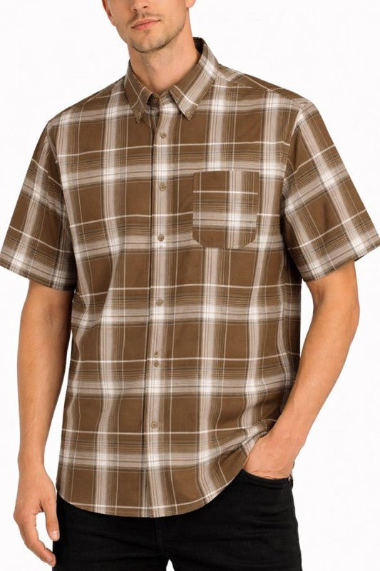 OldSchool Checkered Button Down Short Sleeve Shirt - Loving It Shop