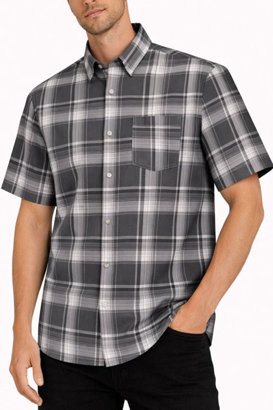 OldSchool Checkered Button Down Short Sleeve Shirt - Loving It Shop