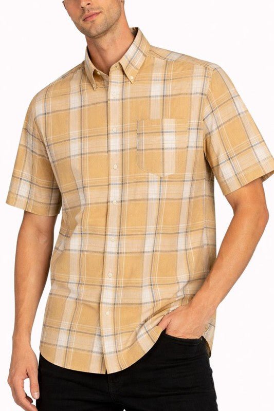 OldSchool Checkered Button Down Short Sleeve Shirt - Loving It Shop
